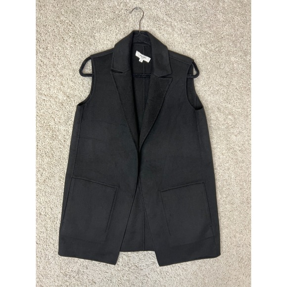 Victor Alfaro Jackets & Blazers - Victor Alfaro Vest Womens Small Black Open Pockets Chic City Wool Blend